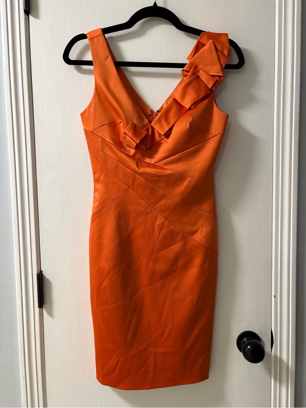 Max & Cleo Orange One-Shoulder Ruffle Sheath Dress